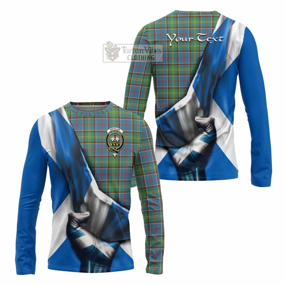 Tartan Vibes Clothing Whitelaw Tartan Long Sleeve T-Shirt with Family Crest Scotland Patriotic Style