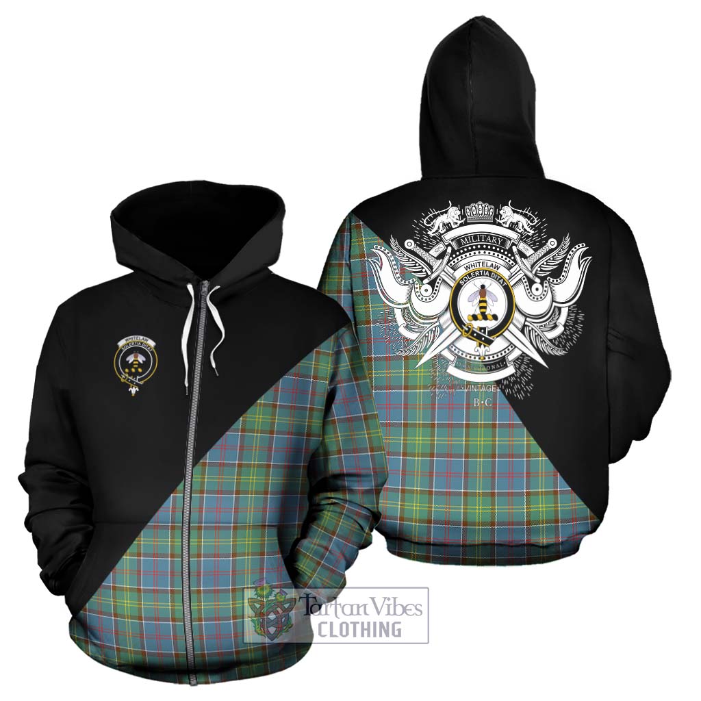 Tartan Vibes Clothing Whitelaw Tartan Hoodie with Family Crest and Military Logo Style