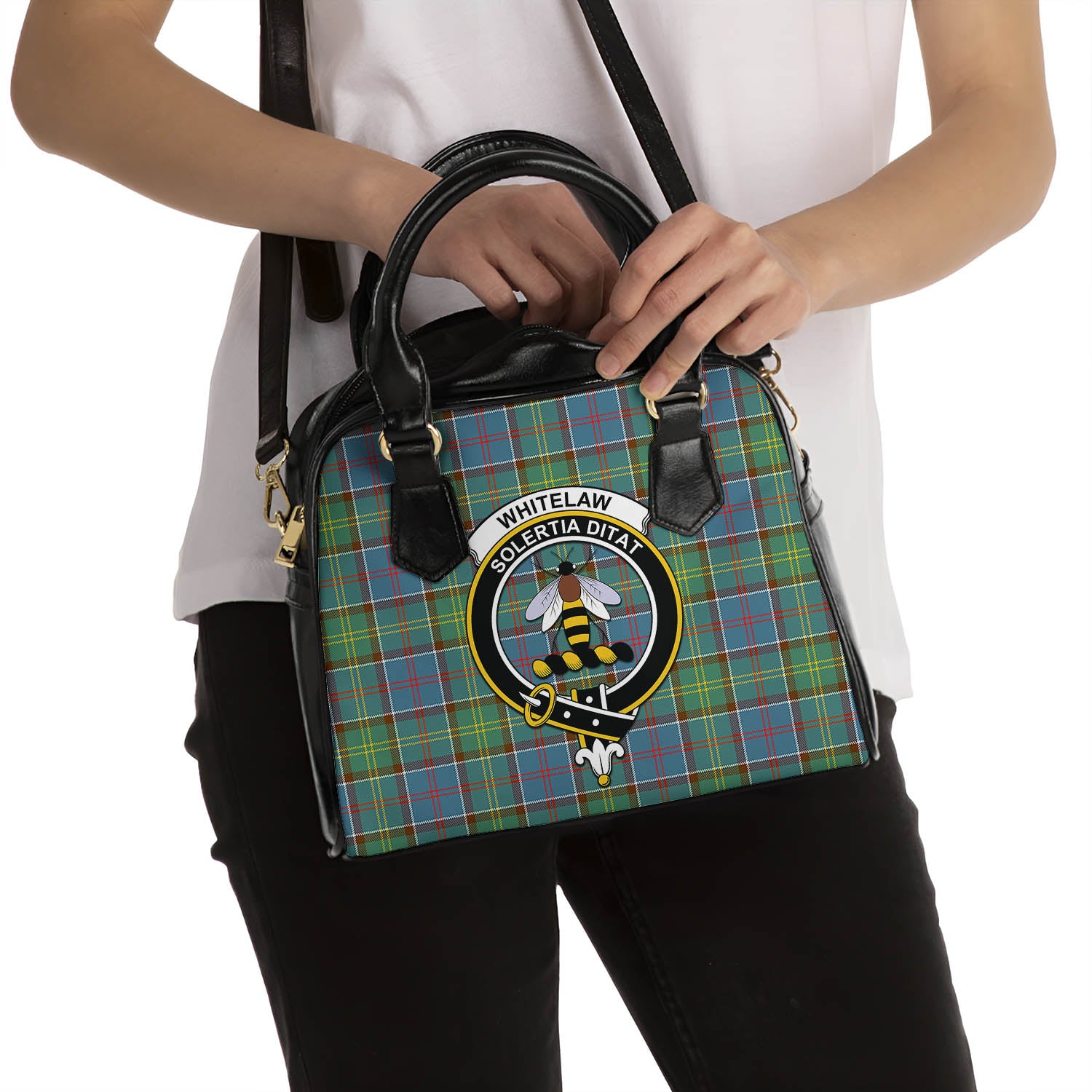 Whitelaw Tartan Shoulder Handbags with Family Crest - Tartanvibesclothing