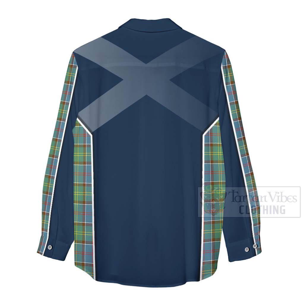 Tartan Vibes Clothing Whitelaw Tartan Women's Casual Shirt with Family Crest and Scottish Thistle Vibes Sport Style