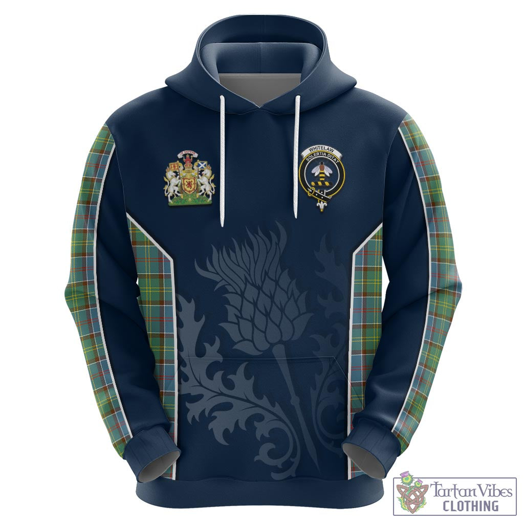 Tartan Vibes Clothing Whitelaw Tartan Hoodie with Family Crest and Scottish Thistle Vibes Sport Style