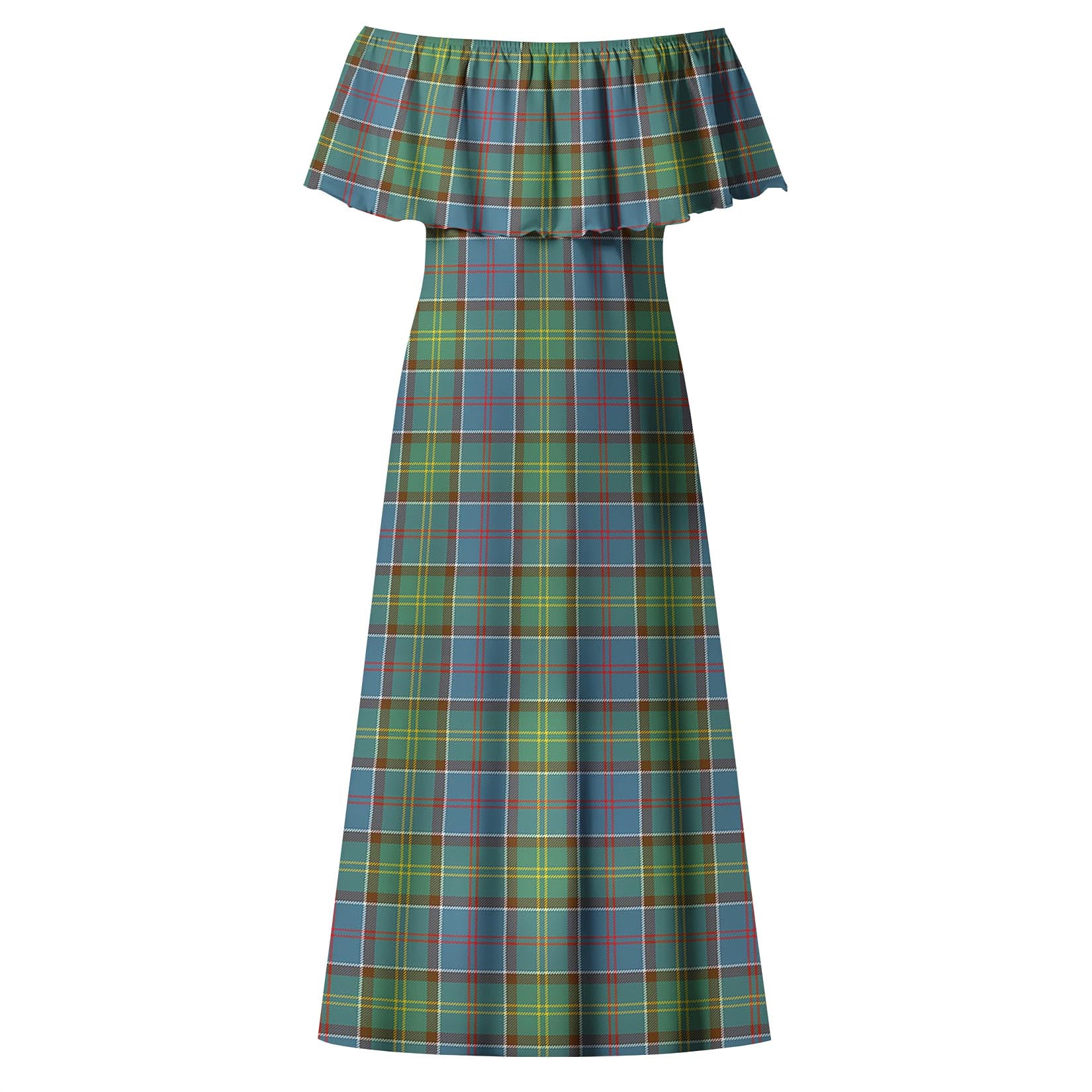 Whitelaw Tartan Off Shoulder Long Dress - Tartanvibesclothing