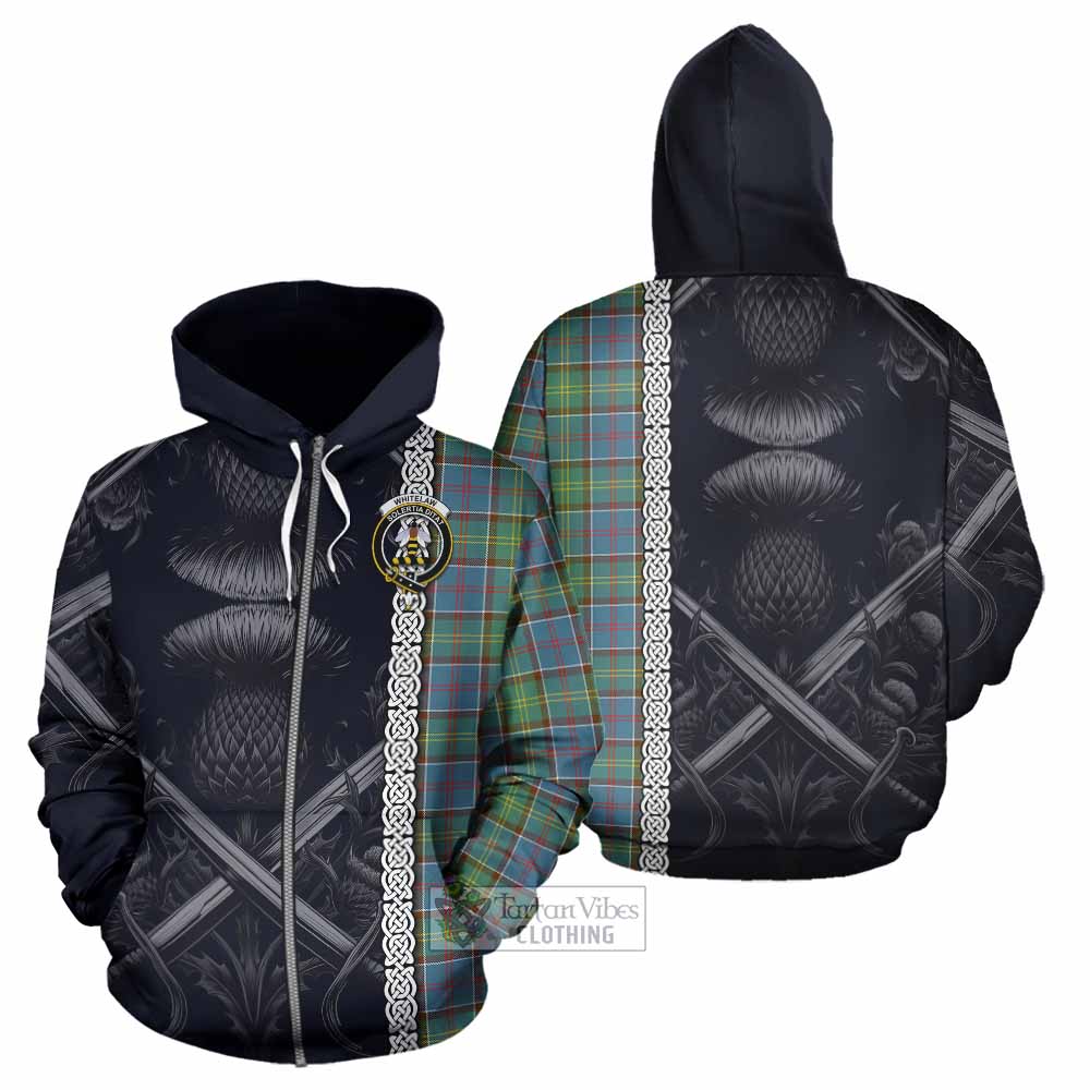 Tartan Vibes Clothing Whitelaw Tartan Hoodie with Family Crest Cross Sword Thistle Celtic Vibes