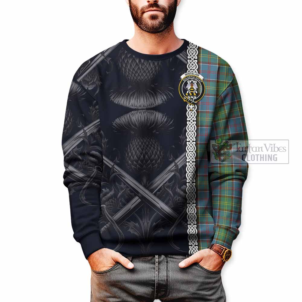 Whitelaw Tartan Sweatshirt with Family Crest Cross Sword Thistle Celtic Vibes - Tartan Vibes Clothing