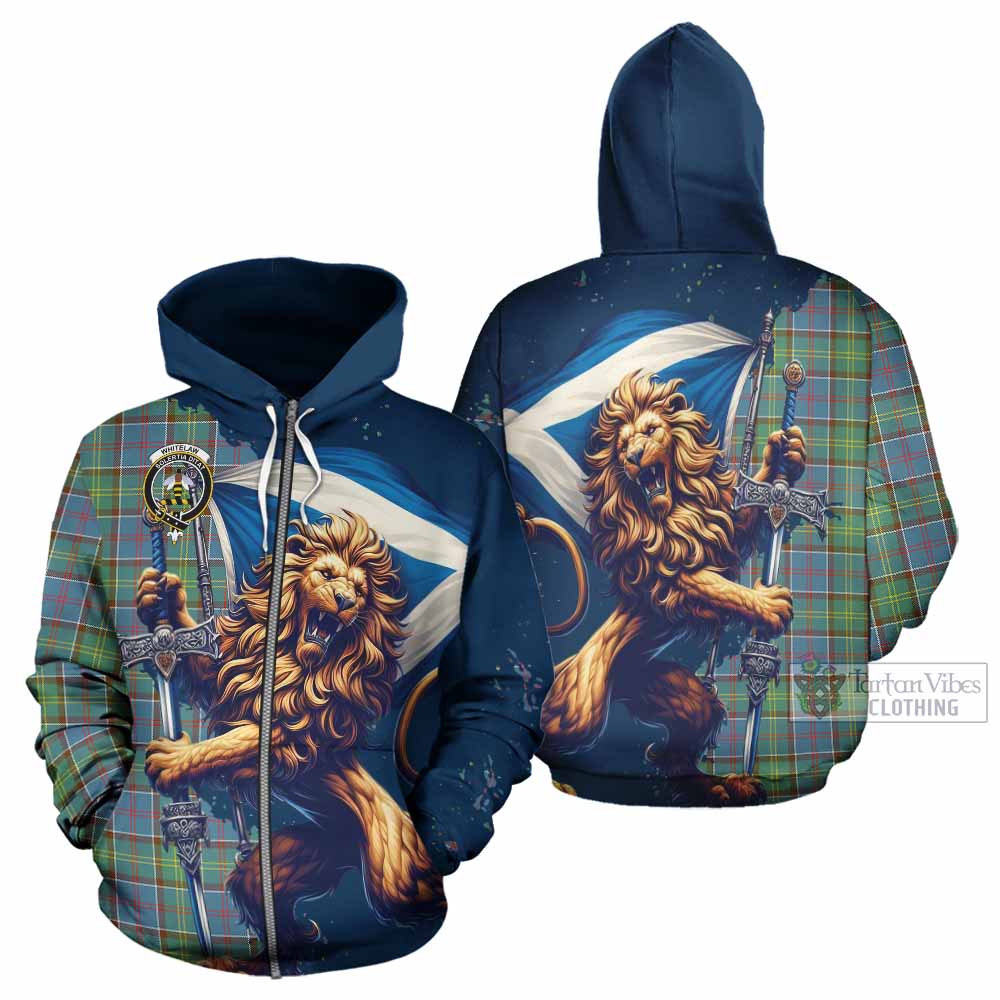 Whitelaw Tartan Family Crest Hoodie with Scottish Majestic Lion