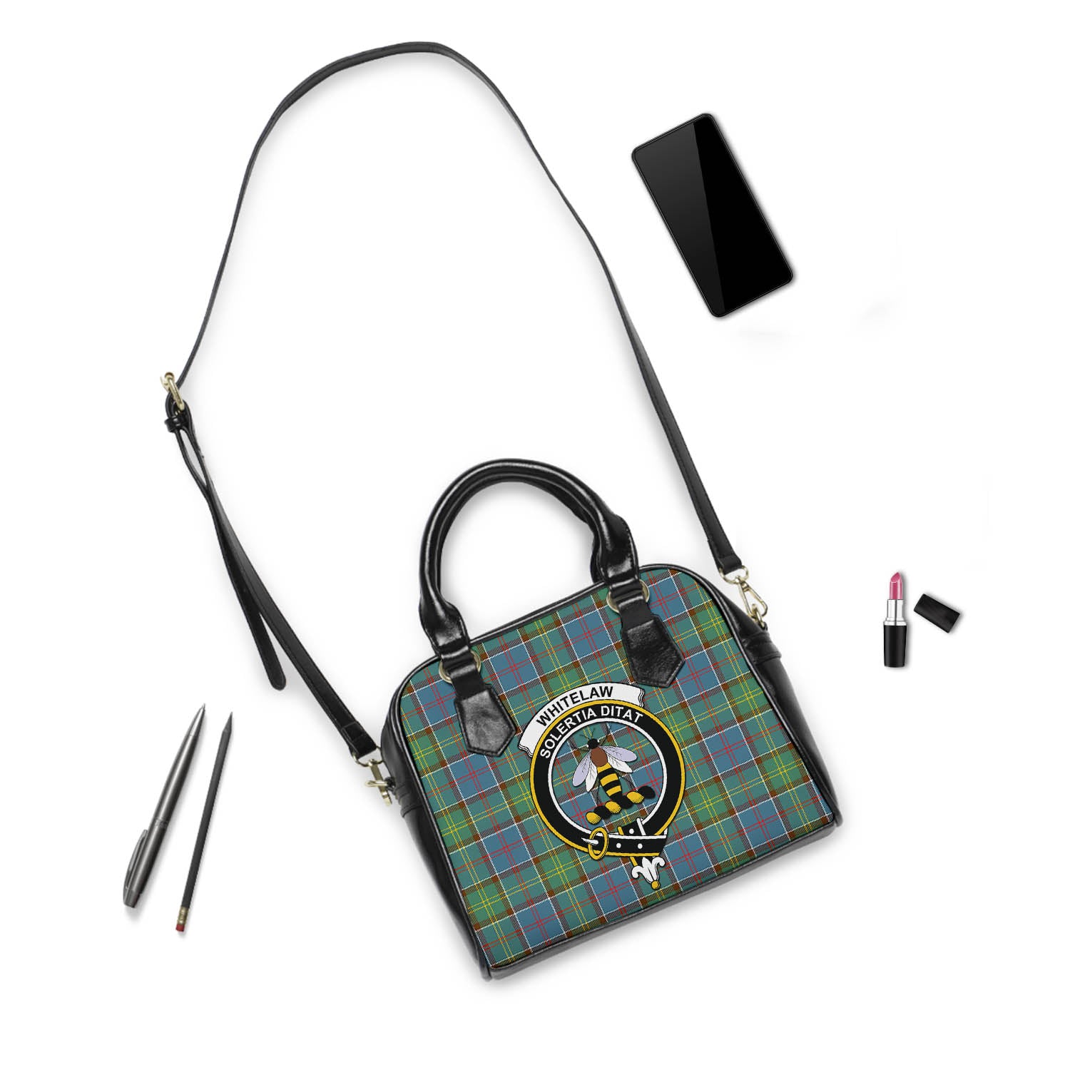 Whitelaw Tartan Shoulder Handbags with Family Crest - Tartanvibesclothing