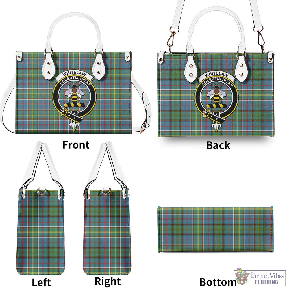 Tartan Vibes Clothing Whitelaw Tartan Luxury Leather Handbags with Family Crest