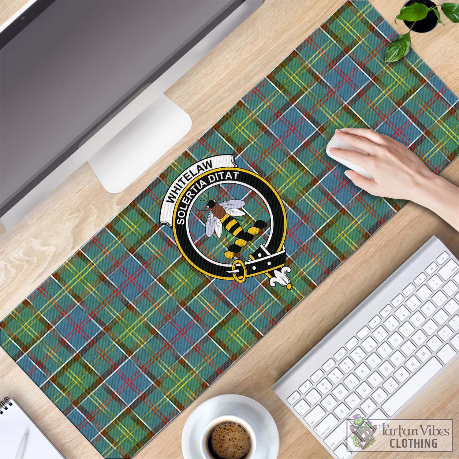 Tartan Vibes Clothing Whitelaw Tartan Mouse Pad with Family Crest
