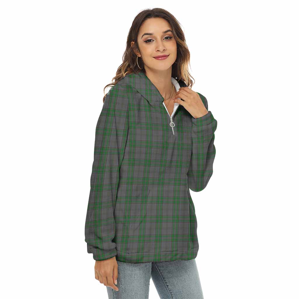 Tartan Vibes Clothing Wicklow County Ireland Tartan Women's Borg  Half Zip Fleece Hoodie