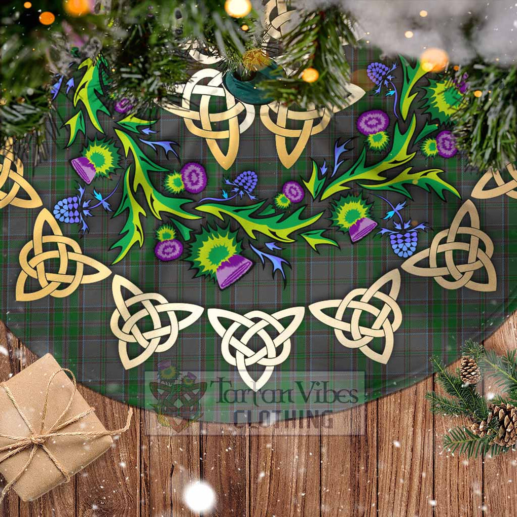 Wicklow County Ireland Tartan Christmas Tree Skirt with Thistle Celtic Knot Style - Tartan Vibes Clothing