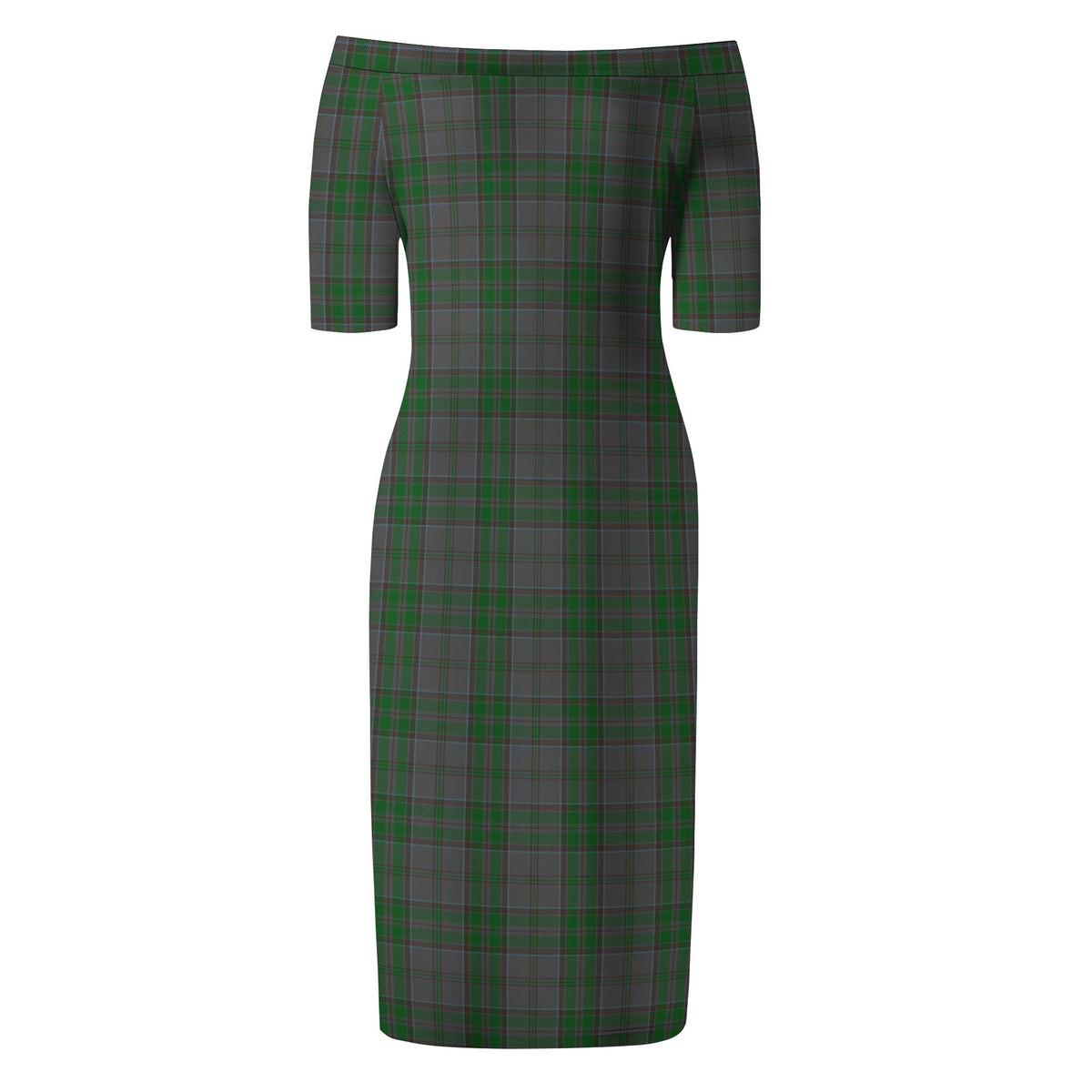 Wicklow County Ireland Tartan Off Shoulder Lady Dress - Tartan Vibes Clothing
