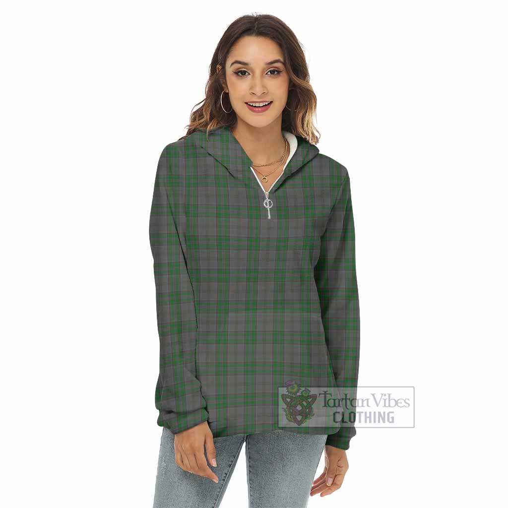 Tartan Vibes Clothing Wicklow County Ireland Tartan Women's Borg  Half Zip Fleece Hoodie