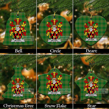 Wiggat Irish Clan Tartan Christmas Ceramic Ornament with Coat of Arms