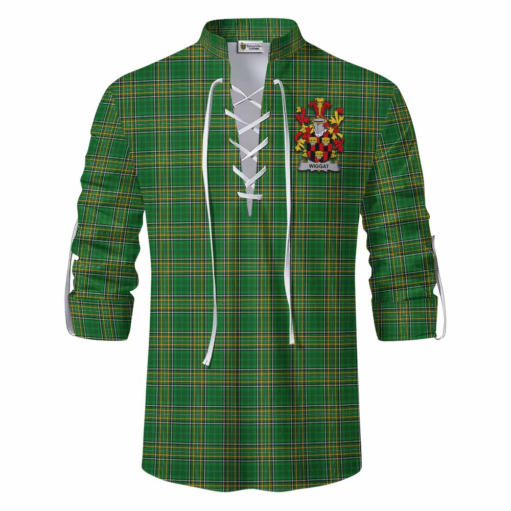 Tartan Vibes Clothing Wiggat Irish Clan Tartan Ghillie Kilt Shirt with Coat of Arms