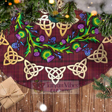 Williams of Wales Tartan Christmas Tree Skirt with Thistle Celtic Knot Style