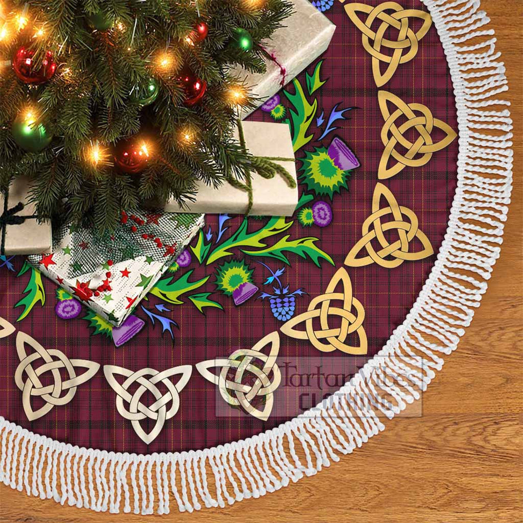 Tartan Vibes Clothing Williams of Wales Tartan Christmas Tree Skirt with Thistle Celtic Knot Style