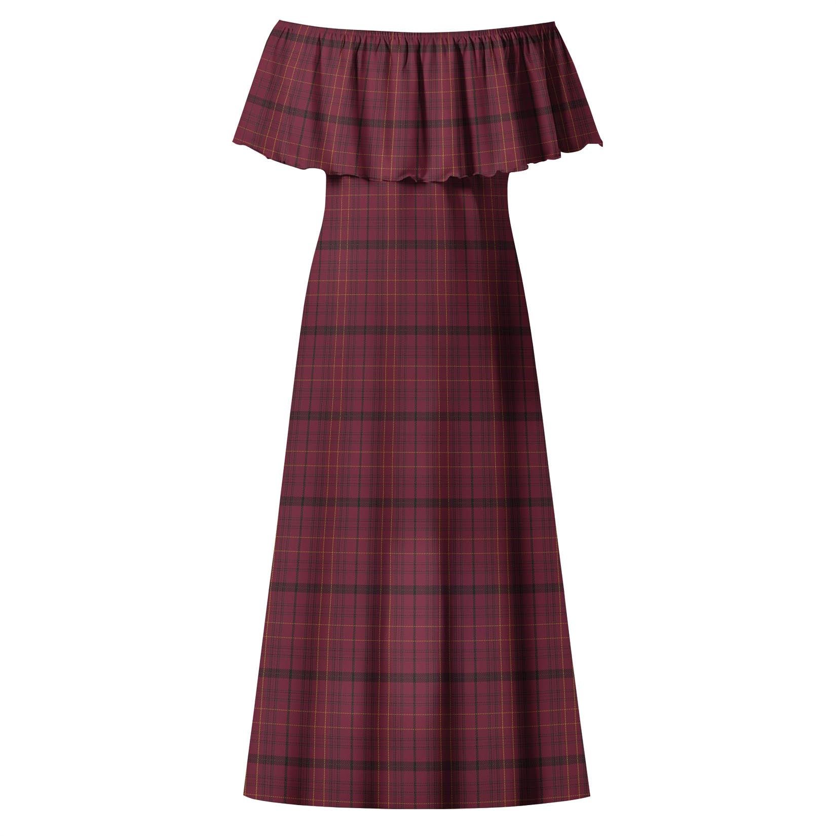 Williams of Wales Tartan Off Shoulder Long Dress - Tartanvibesclothing