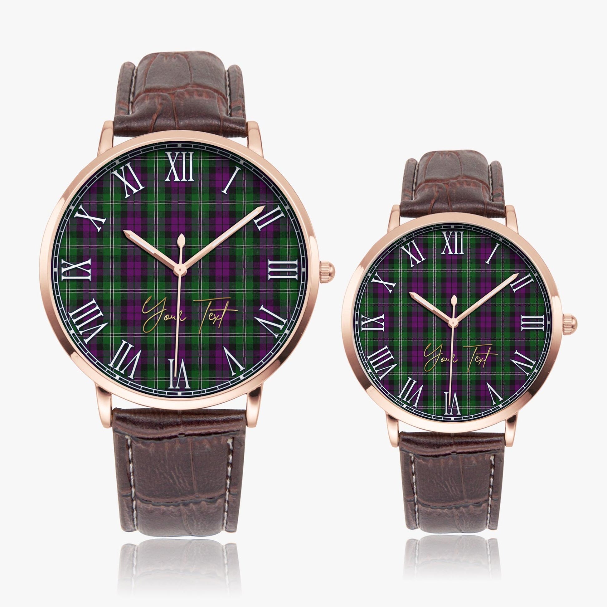 Wilson Tartan Personalized Your Text Leather Trap Quartz Watch - Tartan Vibes Clothing