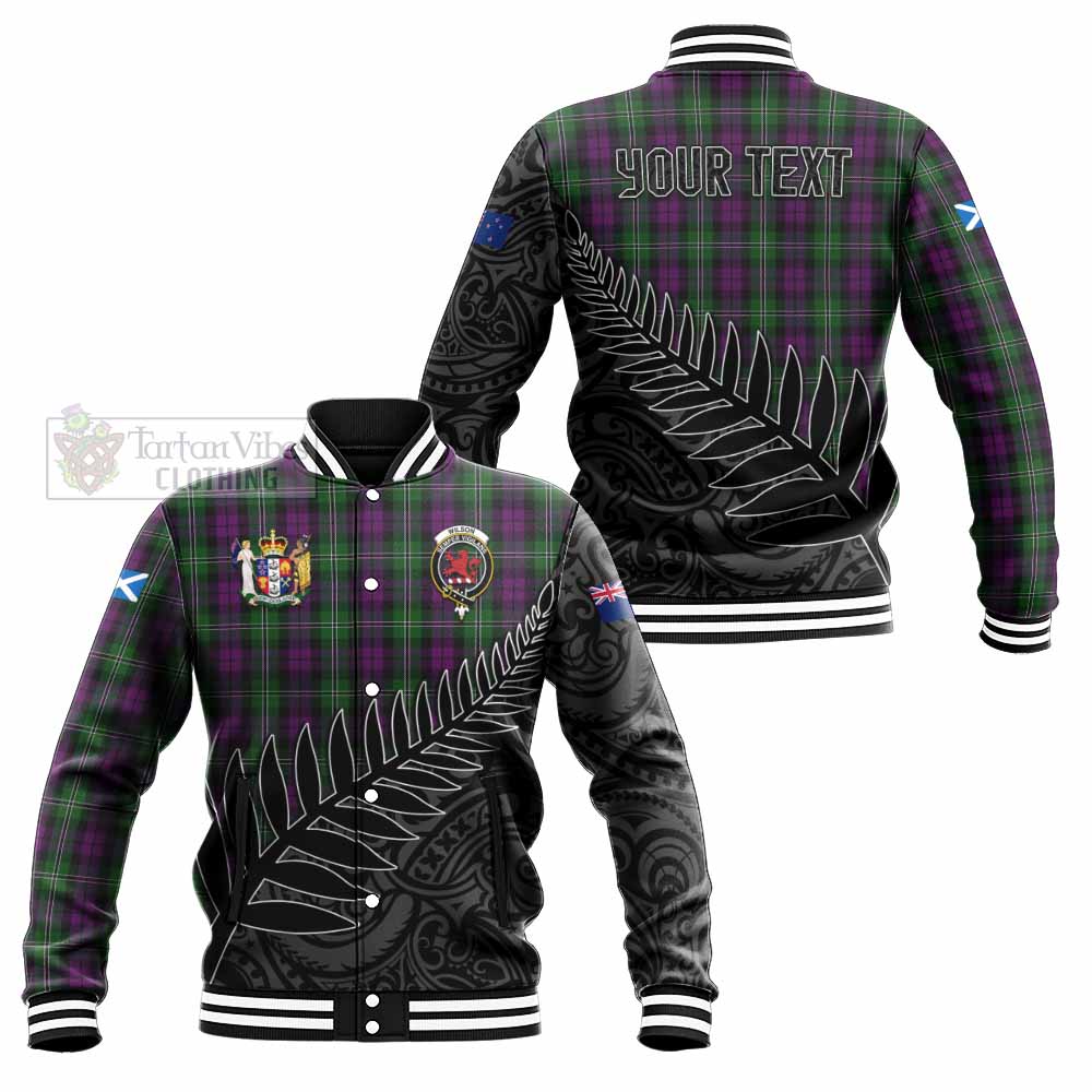 Tartan Vibes Clothing Wilson Crest Tartan Baseball Jacket with New Zealand Silver Fern Half Style