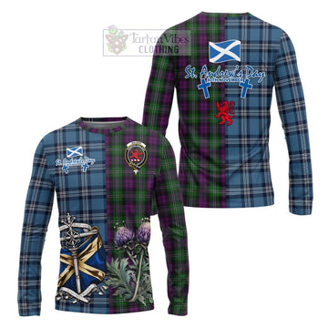 Wilson Tartan Long Sleeve T-Shirt Happy St. Andrew's Day Half Tartan Style