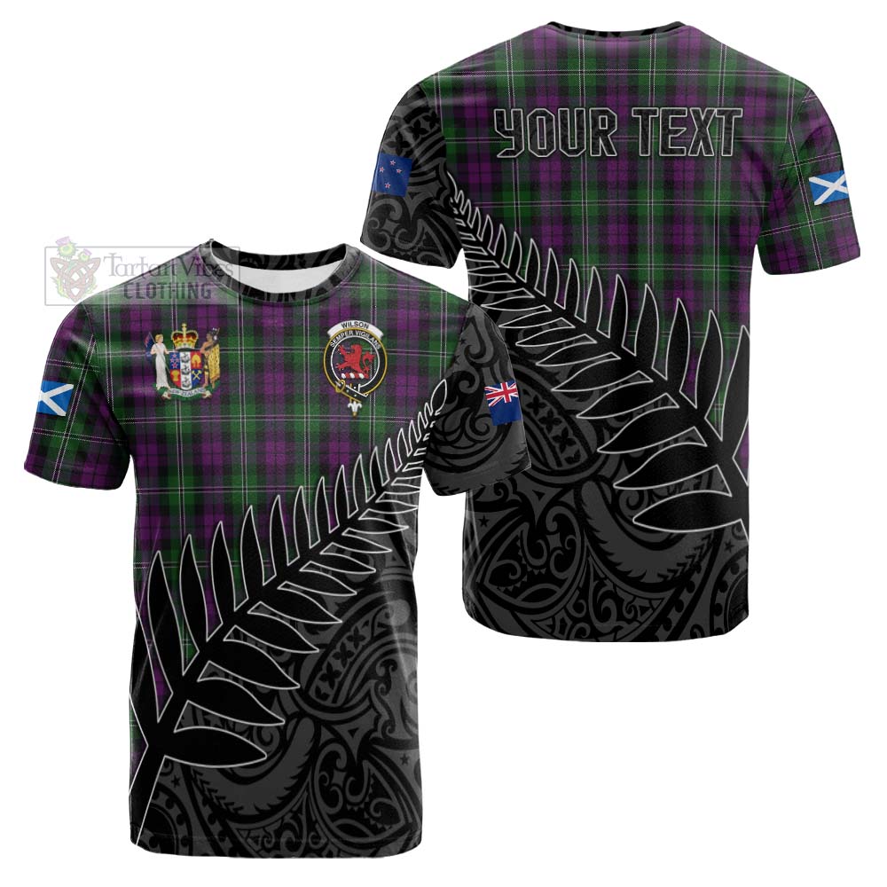 Tartan Vibes Clothing Wilson Crest Tartan Cotton T-shirt with New Zealand Silver Fern Half Style