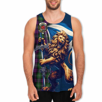 Wilson Tartan Family Crest Men's Tank Top with Scottish Majestic Lion