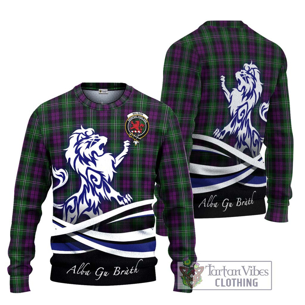 Wilson Tartan Ugly Sweater with Alba Gu Brath Regal Lion Emblem Unisex - Tartan Vibes Clothing