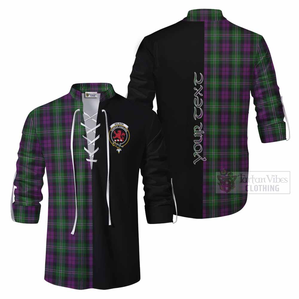 Tartan Vibes Clothing Wilson Tartan Ghillie Kilt Shirt with Family Crest and Half Of Me Style