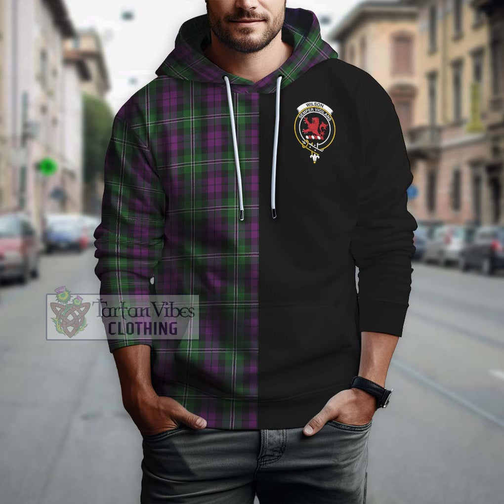 Wilson Tartan Hoodie with Family Crest and Half Of Me Style Zip Hoodie - Tartanvibesclothing Shop