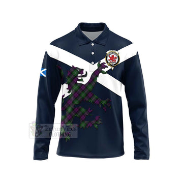 Wilson Tartan Lion Rampant Long Sleeve Polo Shirt Proudly Display Your Heritage with Alba Gu Brath and Clan Name Unisex - Tartan Vibes Clothing