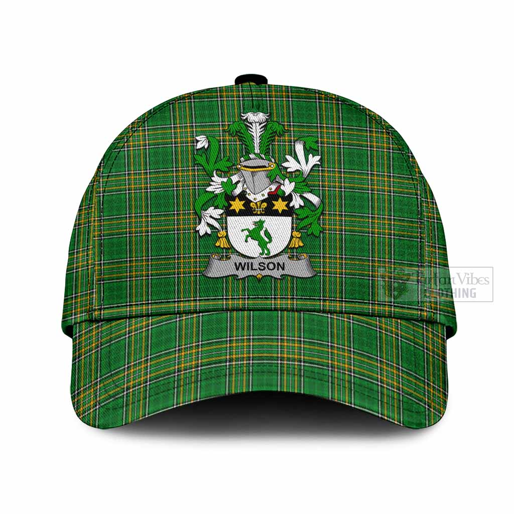 Tartan Vibes Clothing Wilson Irish Clan Tartan Classic Cap with Coat of Arms