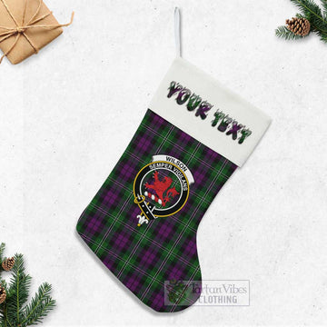 Wilson Tartan Family Crest Christmas Stocking with Personalized Text