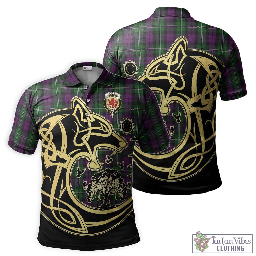 Wilson Tartan Polo Shirt with Family Crest Celtic Wolf Style Kid - Tartan Vibes Clothing