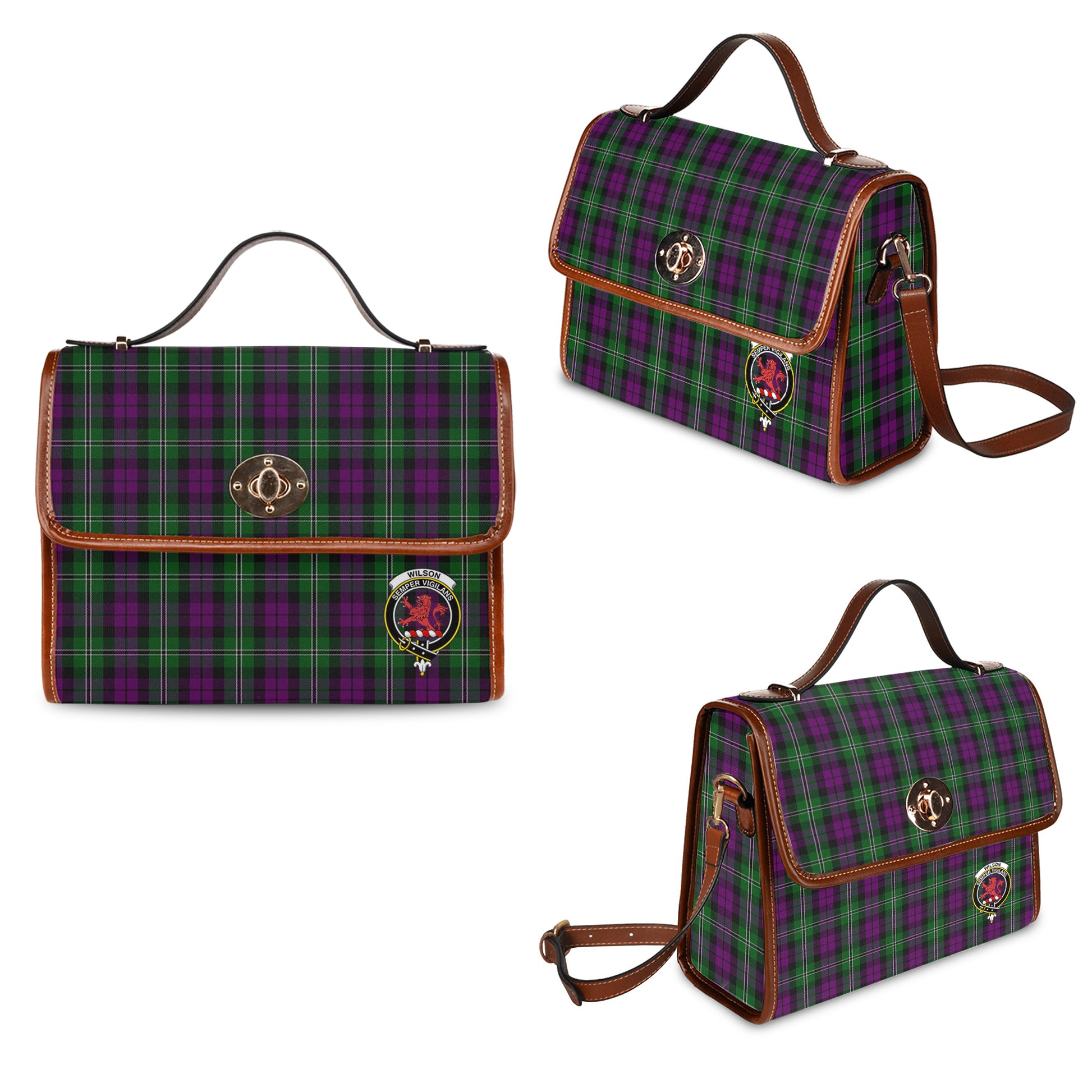 wilson-tartan-leather-strap-waterproof-canvas-bag-with-family-crest