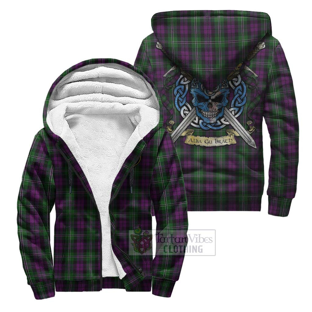 Tartan Vibes Clothing Wilson Tartan Sherpa Hoodie with Family Crest Celtic Skull Style