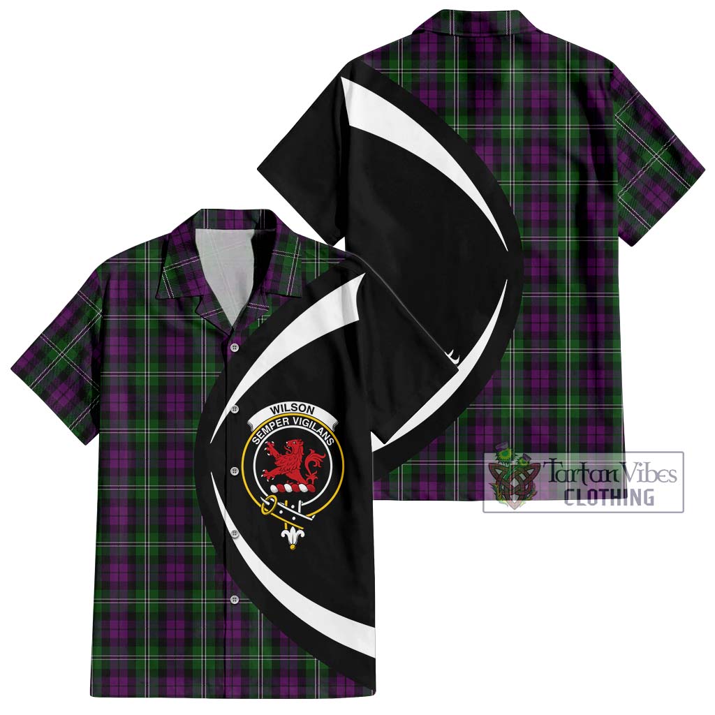 Tartan Vibes Clothing Wilson Tartan Short Sleeve Button Up with Family Crest Circle Style