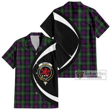 Wilson Tartan Short Sleeve Button Up with Family Crest Circle Style