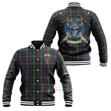 Wilson Tartan Baseball Jacket with Family Crest Celtic Skull Style Unisex - Tartan Vibes Clothing