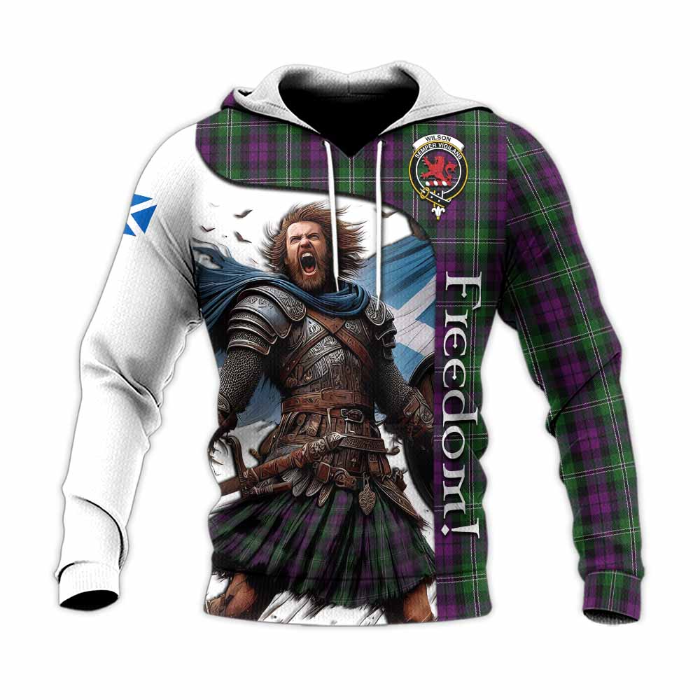 Tartan Vibes Clothing Wilson Crest Tartan Knitted Hoodie Inspired by the Freedom of Scottish Warrior