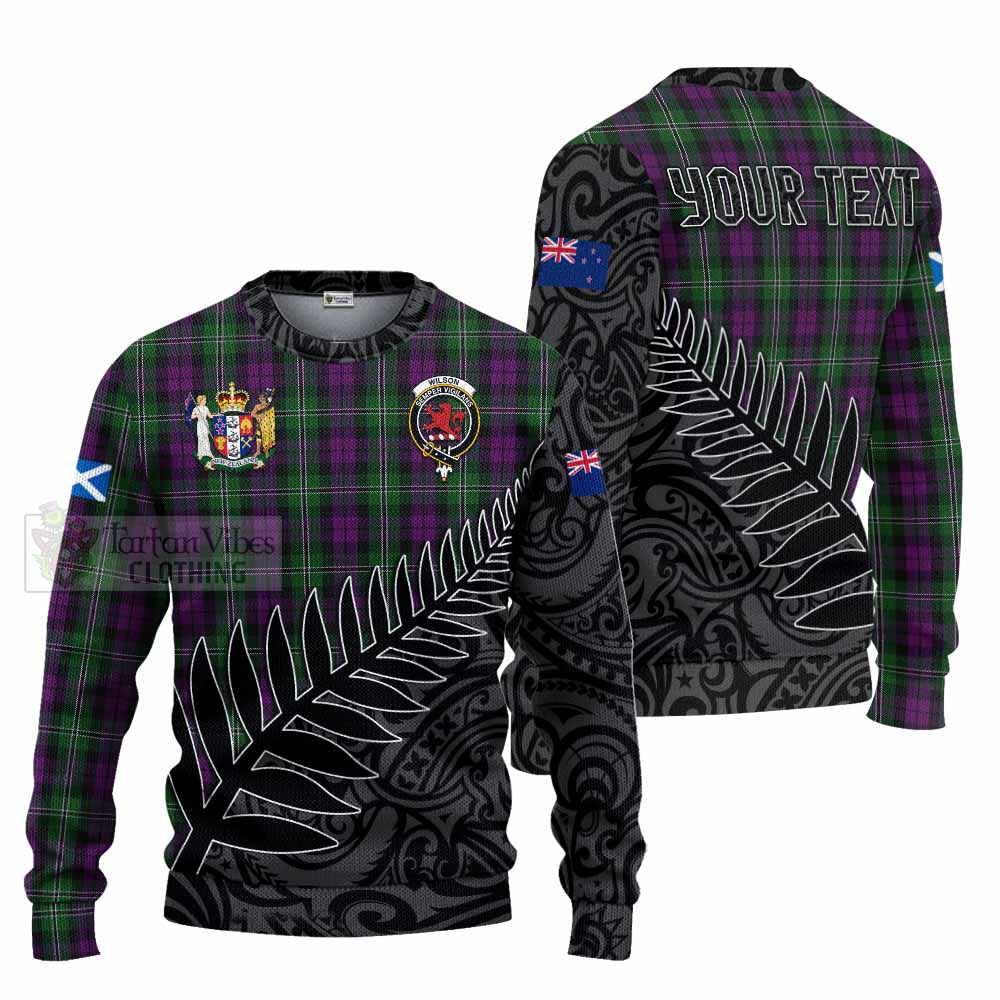 Tartan Vibes Clothing Wilson Crest Tartan Knitted Sweater with New Zealand Silver Fern Half Style