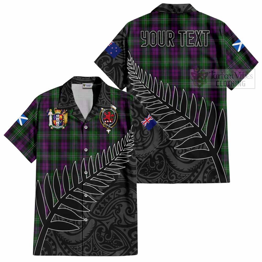 Tartan Vibes Clothing Wilson Crest Tartan Short Sleeve Button Shirt with New Zealand Silver Fern Half Style