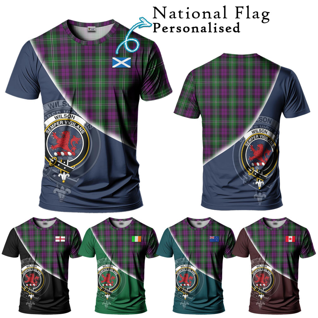 Wilson Tartan T-Shirt with Personalised National Flag and Family Crest Half Style Kid's Shirt - Tartan Vibes Clothing