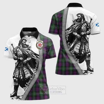 Wilson Tartan Clan Crest Women's Polo Shirt with Highlander Warrior Celtic Style Women - Tartan Vibes Clothing