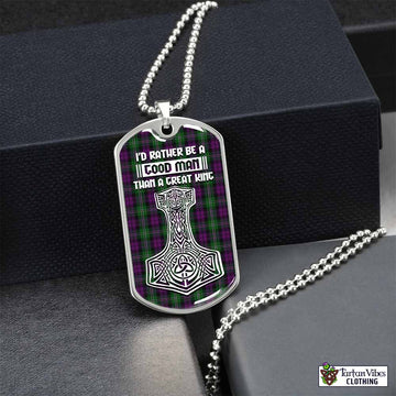 Wilson Tartan Dog Tag Necklace Viking Mjolnir Style