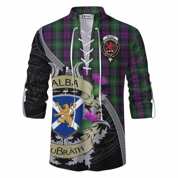 Wilson Tartan Family Crest Ghillie Kilt Shirt Lion Rampant Royal Thistle Shield Celtic Inspired Men - Tartan Vibes Clothing