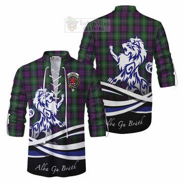 Wilson Tartan Ghillie Kilt Shirt with Alba Gu Brath Regal Lion Emblem