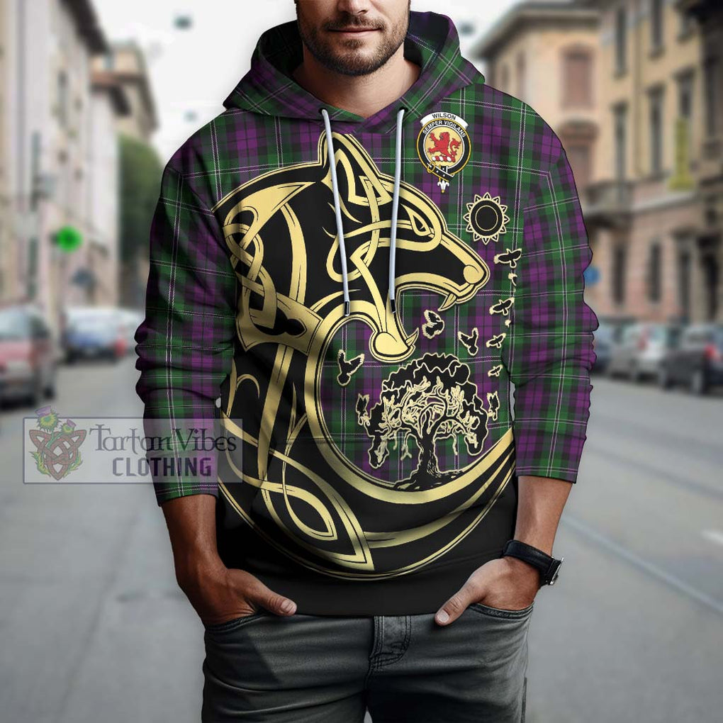 Wilson Tartan Hoodie with Family Crest Celtic Wolf Style Zip Hoodie - Tartan Vibes Clothing