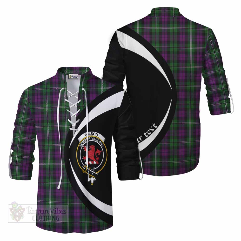 Tartan Vibes Clothing Wilson Tartan Ghillie Kilt Shirt with Family Crest Circle Style