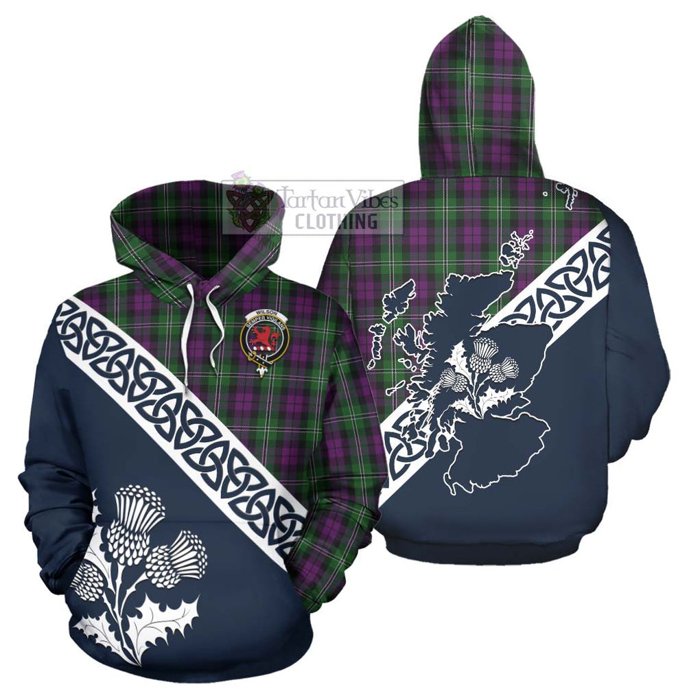 Tartan Vibes Clothing Wilson Tartan Hoodie Featuring Thistle and Scotland Map