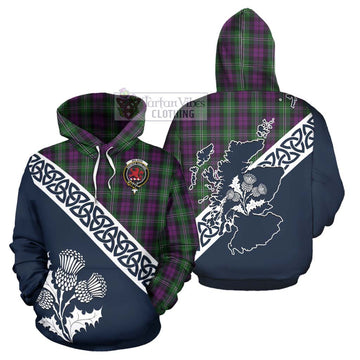 Wilson Tartan Hoodie Featuring Thistle and Scotland Map